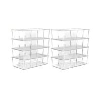 JORDAN&JUDY Compartment Storage Box, PET Material, Transparent, Desktop Organizer for Snacks, Coffee, Tea Bags, 26.5*15.3*8.9cm, 8-Pack