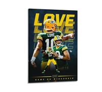 Jordan Love Poster American Football World Legend StarWall Art Canvas Poster Music Albums And Movies Decorative Painting for Living Bed Room 16x24inch(40x60cm) Frame-style