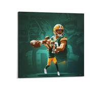 Jordan Love Poster American Football World Legend StarWall Art Canvas Poster Music Albums And Movies Decorative Painting for Living Bed Room 20x20inch(50x50cm) Frame-style