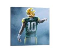 Jordan Love Poster American Football World Legend StarWall Art Canvas Poster Music Albums And Movies Decorative Painting for Living Bed Room 20x20inch(50x50cm) Frame-style
