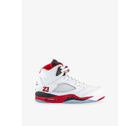 Jordan Mens Air Jordan 5 Retro Leather Trainers White Fire Red Black 7.5