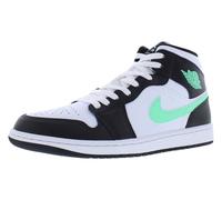 Jordan Nike Air 1 Mid Men's Shoes, White/Green Glow/Black, 10