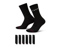 Jordan Nike Unisex Everyday Crew Socks 6 Pack, Black/Gym Red/White, Size S, Men Black/Gym Red/White