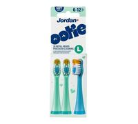 Jordan* ® | OOTIE Kids Sonic Toothbrush Replacement Heads | Soft Bristles for Children 3+ | Gentle & Precision Brush Heads | Large Electric Toothbrush Refills for Kids| Green & Blue| 3 Pack
