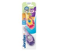 Jordan® Step 1 Baby Toothbrush, 0-2 Years, Extra Soft Bristles, Soft Teether, Pink and Purple, Pack of 2
