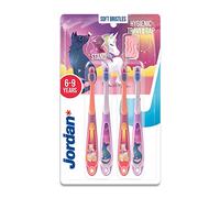 Jordan ® | Step 3 Toothbrush for Children | Toothbrush for Ages 6 to 9 Years | Soft Bristles, Double Ergonomic Handle & BPA-Free | Pink | Pack of 4
