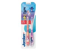 Jordan ® | Step 3 Toothbrush for Children | Toothbrush for Ages 6 to 9 Years | Soft Bristles, Double Ergonomic Handle & BPA-Free | Pink | Pack of 2