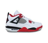 Jordan Unisex Air 4 Retro Leather Synthetic White Fire Red Black Trainers 8 UK