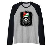 Jordanian Flag Beanie Man Travel Pride Design Raglan Baseball Tee