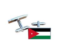 Jordanian Flag Cufflinks - Jordanian National Emblem Gift for Men | Black, White, Green & Red Flag with Star Design | Groomsmen Wedding Gift | Gift Box Included | Proud Jordanian Heritage Keepsake