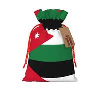 Jordanian Flag Print Christmas Burlap Gift Bag With Drawstring, Present Small Favor Pouch For Birthday Parties-S Size
