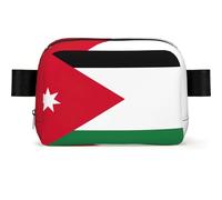 Jordanian Flag Print Waterproof Sling Bag with Large Opening Side Bag Durable Waist Pack for Running Cycling Travel