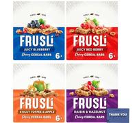 Jordans Frusli Chewy Cereal Bars Variety Pack - Red Berry, Blueberries, Raisins & Hazelnuts, Sticky Toffee & Apple (24 Bars)