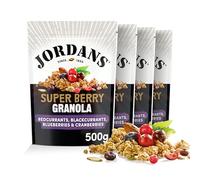 Jordans Granola Super Berry Breakfast Cereal - Redcurrants, Blackcurrants, Blueberries and Cranberries - British Baked High Fibre - No Artificial Flavours or Preservatives - 500g (Pack of 4 x 500g)