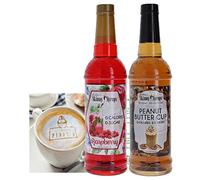 Jordan's Skinny Syrups Sugar Free Peanut Butter and Raspberry Syrup 750Ml/25.4Oz Bundle (Set of 2)