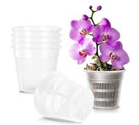 Jordbrux Clear Orchid Pot, 11cm 6pcs Plastic Plant Pots with Drainage Holes, Plastic Plant Pot Nursery Pots for Orchids, Succulents, Houseplants