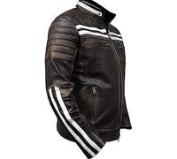 Jorde Calf Men’s Vintage Cafe Racer Retro 2 | Black Retro Moto Distressed Genuine Leather Jacket| Vintage Style Motorcycle Black Jacket (Retro 4, 4XL)