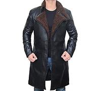 Jorde Calf Men's Blade Runner 2049 Ryan Gosling Long Black Coat-Officer K Jacket Trench Coat-Men's Lambskin Leather Coat-Black Long Coat (Leather, XL)