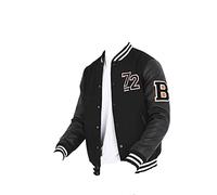 Jorde Calf Mens Fashion Baseball Varsity Fleece Jacket | Letterman Basketball Style Bomber Jacket With PU Leather Sleeve (as8, alpha, 4x_l, regular, regular, Black)