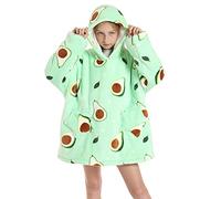 JOREAY Kids Oversized Blanket Hoodie, Sherpa Wearable Blanket Fluffy Giant Comfortable Hooded Sweatshirt for Children Teen Avocado