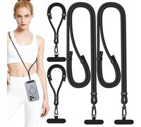 joremx 4-IN-1 Phone Lanyard & Wrist Strap, Cell Phone Lanyard for Around The Neck Adjustable Phone Strap, Anti Theft Long Lanyard Quality Mtal Buckle for Most Smartphones (Black-4Pcs)