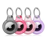 Joremx 4 Pack Waterproof for Apple AirTag Pendant with Keychain, Clear Case for AirTag 1st & 2nd Generation, for Pet, Keys, Luggage (Black+L, Red+Pink+Purple)