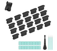 joremx 4 Pcs USB-C Silicone Dust Cover with USB C Protective Cap & Cleaning Clay for iPhone 17/16/15 Series and Laptop Charging Port Protection Accessories - Black