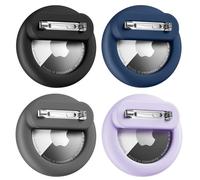 Joremx Pack of 4 Holders for Apple AirTag Case Children, Hidden Silicone Case for AirTag 1st & 2nd Generation with Hidden Safety Pin, for Clothes/Backpack/Bag (Purple+Gray+Blue+Black)
