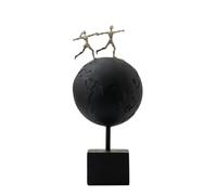 JoResona Abstract Hand-in-Hand Couple on Globe Sculpture, Black World Globe Resin Statue, Global Friendship Figurine for Office Desk Living Room Shelf Decor