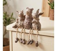 JoResona Animal Friends Statue, Bear Rabbit Squirrel Sculpture, Decorative Resin Ornament for Living Room Office, for Animal Lovers