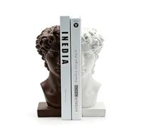 JoResona David Head Bookends, Heavy Duty Non-Slip Book Holders, Decorative Book Stopper, Classical Ornaments for Office Home Bookshelf Decor, Book Lover Gift