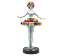 JoResona Modern Abstract Ballerina Statue, Colourful Resin Dancer Sculpture with Rainbow Bubble Skirt, Art Decor Figurine for Living Room Bedroom Office Shelf, Unique Gift for Art Lovers