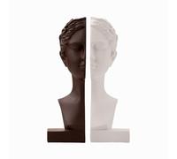JoResona Two-Tone Brown & White Split Female Bust Bookends Set | Classical Greek Sculpture Book Stoppers, Resin Decorative Book Holders for Bookshelf Study Office
