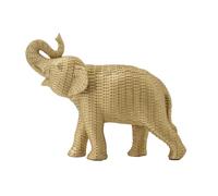 JoResona Woven Textured Gold Elephant Figurine, Resin Rattan Effect Elephant Sculpture, Boho Good Luck Ornament for Home Decor, Living Room, Office, Shelf, Gift