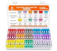 JOREST 120Pcs Car Fuses,Blade Fuses Assorted Kit for Caravan Auto, Standard Amp fuses UK (2A 3A 5A 7.5A 10A 15A 20A 25A 30A 35A 40A) + Auto Fuse Puller