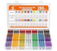 JOREST 280 Pcs Car Fuse Assortment Kit, 182 Mini Blade Fuses Automotive + 98 Standard Auto Fuses + 1 Fuse Puller - for Car/RV/Truck/Motorcycle/Boat (2Amp 3A 5A 7.5A 10A 15A 20A 25A 30A 35A 40A)