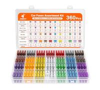JOREST 360Pcs Car Fuse Assortment Kit, 160 Mini Blade Fuses Automotive + 90 Standard Auto Fuses + 50 Micro Fuse + 60 Micro2 - for RV/Truck/Motorcycle(2A 3A 5A 7.5A 10A 15A 20A 25A 30A 35A 40A)