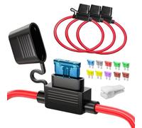 JOREST 3pcs 12AWG Standard Inline Fuse Holder, ATC/ATO Blade Automotive Fuse Holder for Car/Truck/Motorcycle + 10pcs Standard Fuses (10A 15A 20A 25A 30A 35A 40A) + Fuse Puller+ Tapes