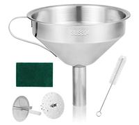 JOREST 5pcs 3d Resin Filter Funnel Kit, Stainless Steel Funnel with Strainer + Cleaning Brush + Scouring Pad, Resin 3d Printer Accessories For Anycubic Sla/Elegoo Mars