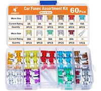 JOREST 60Pcs Low Profile Mini Car Fuse Kit, Micro Blade Fuses Automotive -Replacement Fuses Assortment Kit for Car/RV/Truck/Motorcycle (2Amp 3A 5A 7.5A 10A 15A 20A 25A 30A 35A 40A) + Auto Fuse Puller