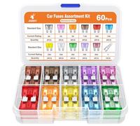 JOREST 60Pcs Standard Car Fuse Assorted, Replacement Fuses Assortment Kit for Car RV Truck Motorcycle (2Amp 3A 5A 7.5A 10A 15A 20A 25A 30A 35A 40A) - Blade Fuses Automotive + Auto Fuse Puller