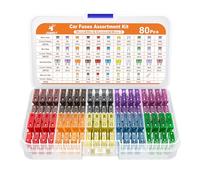 JOREST 80Pcs Car Fuse Assortment Kit, 26 Mini Blade Fuses Automotive + 25 Standard Auto Fuses + 22 Micro Fuse + 7 Micro2 - for RV/Truck/Motorcycle(2A 3A 5A 7.5A 10A 15A 20A 25A 30A 35A 40A)