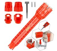 JORETLE 14 in 1 Faucet and Sink Installer,Faucet and Sink Wrench,Multifunctional Sink Wrench,Suitable for Installing Pipes Under Bathrooms,Toilets,Kitchens,and Sinks（Red）