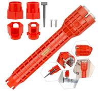 JORETLE 14-in-1 Faucet Wrench Tool, Multifunctional Water Pipe Wrench with Comfortable Grip, Plumbers Wrench Tool for Tight Spaces,Tap Spanner for Kitchen/Sink/Bathroom/Toilets(One Way)