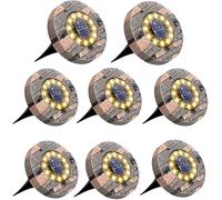 Jorft Solar Lights Outdoor, 8 Pack 12 LED Solar Powered IP66 Waterproof Ground Lamps Landscape Lighting for Lawn Pathway Deck Pond Garden Use Warm White