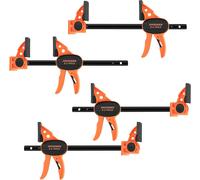 JORGENSEN 150 mm Woodworking Clamps 4-Pack, Splicable to 400 mm Ratchet Bar Cla