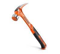 Jorgensen 16 oz Framing Hammer, Straight Rip Claw Hammer with Milled Face & Shock Reduction Grip, Heavy Duty One-piece Forged Hammer