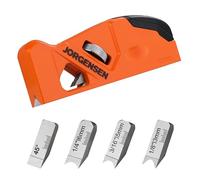 JORGENSEN Chamfer Plane for Woodworking, Edge Corner Flattening Tool for Wood, 45° Hand Manual Planer with 4 Cutter Heads for Quick Wood Trimming