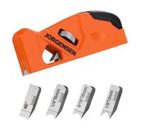 JORGENSEN Chamfer Plane for Woodworking, Edge Corner Flattening Tool for Wood, 45? Hand Manual Planer with 4 Cutter Heads for Quick Wood Trimming