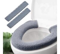 JorgenZ 2pcs Toilet-seat Cover Warmer Cushion - Toilet seat Cover Pads Plush Warm Thick Bathroom Toilet Seat Warmer 2pcs Blue Grey